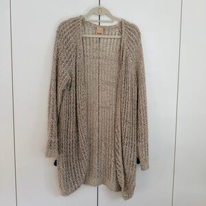 ICHI Beige Open Knit Cardigan Sweater